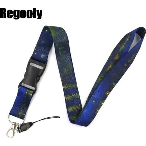 10pcs Starry Night Over the Rhone Keychain Lanyards Id Badge Holder ID Card Pass Gym Mobile Phone Badge Holder Key Strap