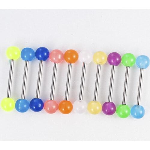 10Pcs/lot Flexible Acrylic Tongue Rings Nipple Bar Barbell Piercing Body Jewelry Helix Cartilage Earrings Women Body Jewelry