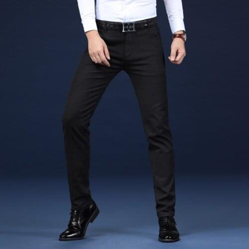 2021 Mens Pants Spring Casual Long Pants Classic Business Male Straight Trousers Men Work Dress Fashion Stretch Joggers