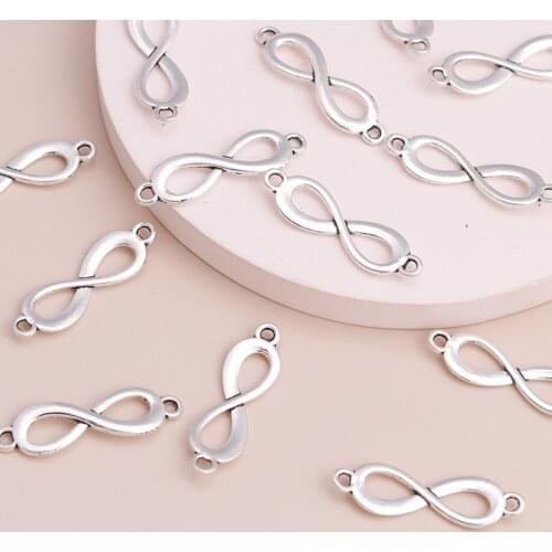 10pcs Antique Silver Color Big Infinity Connectors for DIY Making Necklaces Bracelets 30x10mm Metal Alloy Jewelry Accessories