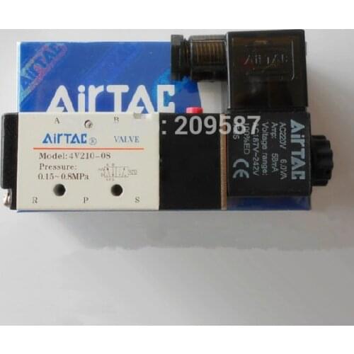 5 Way 2 Position Airtac Electric Solenoid Valve 4V210-08 DC 24V DC12V AC110V AC220V 1/4" Port Size
