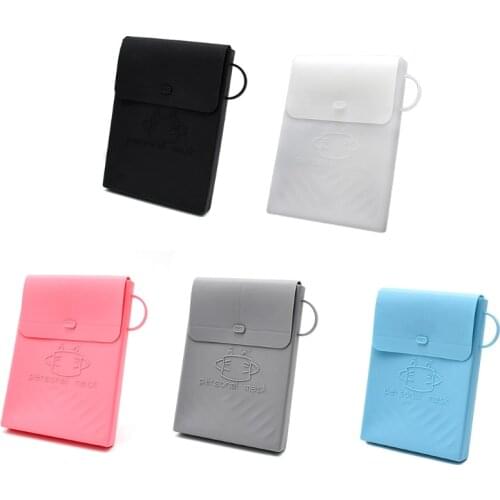 5Pcs/Set Portable Disposable Face Mask Silicone Storage Box Case Reusable Mouth Cover Holder Bag Dustproof Organizer