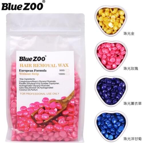 Blue Zoo 500g Wax Beans Depilatory Wax Pellet Hot Film Hard Wax beans Female Hair Removal No Strip Hard Wax Bead