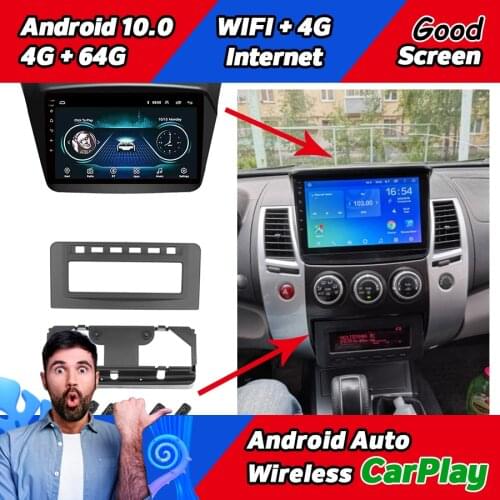 6GB Ram 128GB ROM Car Stereo GPS Navigation With Fascia Frame Fit For Mitsubishi Pajero Sport Triton L200 MID Radio Multimedia