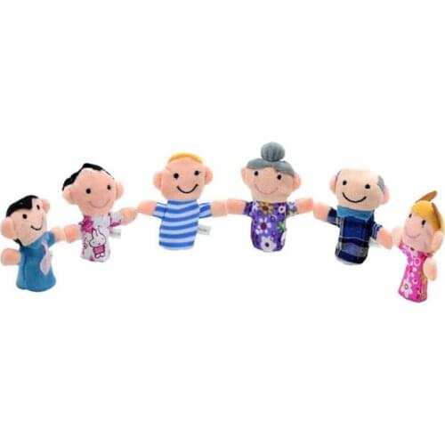 6Pcs Finger Puppet Family Puppets Set Mini Plush Baby Boy Girl Parents Grandparents Story Telling Hand Cloth Toy New