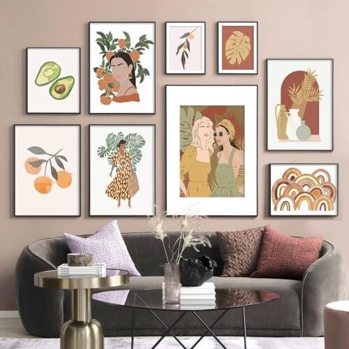 Abstract Fruit Woman Wall Art Scandinavian Canvas Painting Posters Fashion Prints Wall Pictures For Living Room Home Decoration