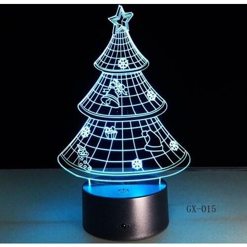 7 Colors Acrylic 3D Night Light Merry Christmas Tree LED Light Decor for Bedroom Touch Remote Switch Lamp Decor Lamp GX-015