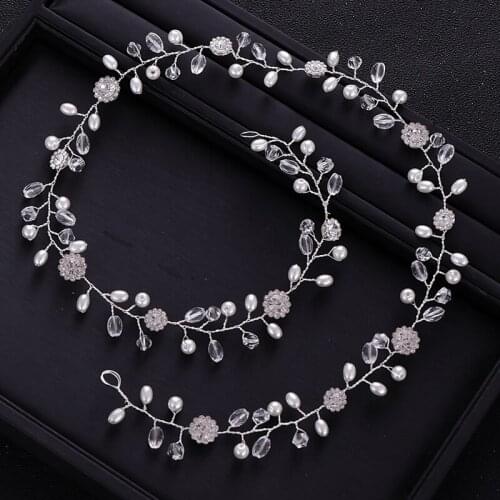 Wedding Hair Accessories Baroque Rhinestone Crystal Pearl Tiara Bridal Headdress Silver Color Headband Bridal Hair Accessories