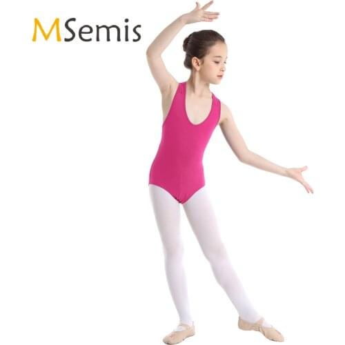 MSemis Girls Ballet Leotard Clothes Dance Wear Ballerina Kids Sleeveless Lace Racer Back Rhythmic Gymnastics Leotard Bodysuit