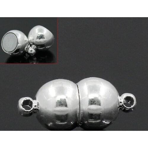 Free Shipping!50 pcs SP Semicircle Magnetic Clasps Findings 16x7mm