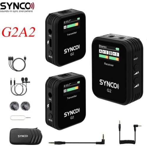 SYNCO G2 G2A1 G2A2 A1 A2 Wireless Lavalier Microphone System Mic for Smartphone Laptop DSLR Tablet Camcorder Recorder 70M