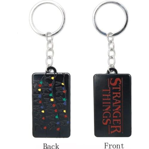 Dog Tag Keychain Movie Stranger Things Letter Logo Pendant Keyring Alphabet Light Wall Alloy Key Chain Jewelry Cosplay Gifts New