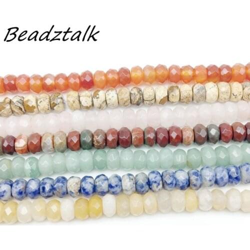 Beadztalk Natural Stone Beads Loose Spacer 5x8 mm Faceted Rondelle Abacus Beads DIY Earrings Jewelry making Supplies