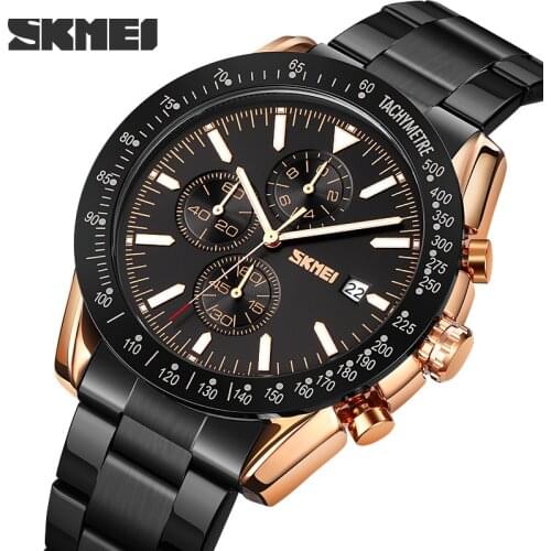 New SKMEI Watches for Men Top Brand Luxury Fashion Business Quartz Mens Wristwatch Stainless Steel Waterproof Sports Clock 9253
