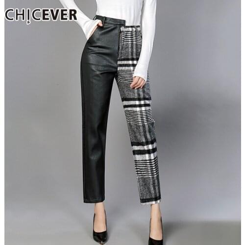 CHICEVER Women's Plaid Trousers