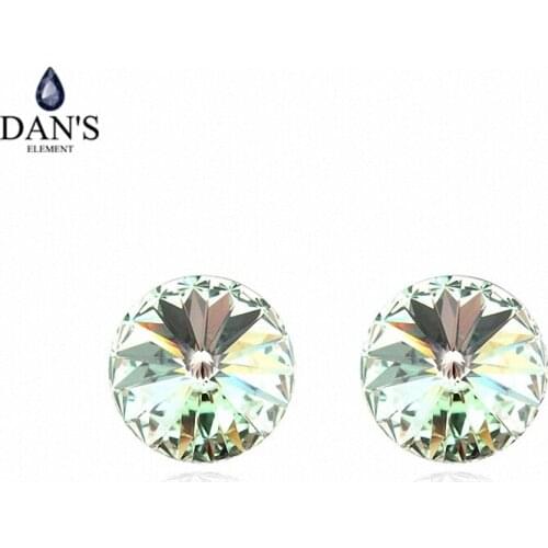 DANS ELEMENT 7 Colors Real Austrian crystals Stud earrings for women Earrings s New Sale Hot Round 96550Olive