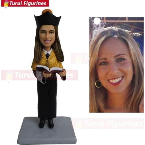 Doctor degree student graduation gift for her figurine souvenir design service by Turui Figurines tiny people miniature gift for