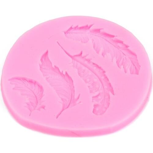 1pcs Creative 3D Feather Pattern Silicone Fondant Cake Molds DIY Baking Mold Pink Chocolate Bakeware Mould Baking Accessories