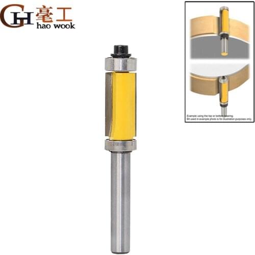 Haowook 8mm Shank Flush Trim Router Bit Panel Top & Bottom Bearing Woodworking Tool Woodworking Router Bits