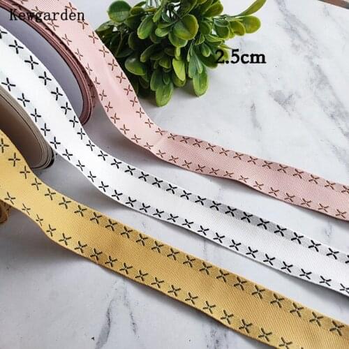 Kewgarden Flower Packing Riband 1" 25mm Pattern Ribbon DIY Hairbow Corsage Accessories Sewing Handmade Tape 15 Yard