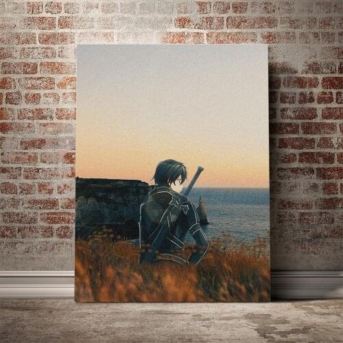Kirito Kirigaya Kazuto SAO Anime Canvas Home Decor Prints Dorm Living Room Bedroom Painting Wall Art Decoration Manga Poster