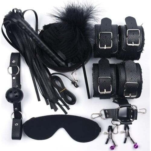 Leather Nylon Handcuffs Whip Mouth Gag Bondage BDSM Kits Sex Toys For Women Bondage Adult Games Exotic Sex Products