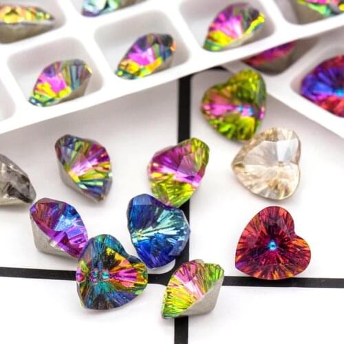 XiChuan 10PCS Heart Millennium Rhinestone Crystal Stone DIY Clothing & Accessories K9 Shape Glass Crystal Jewelry DIY Loose Bead