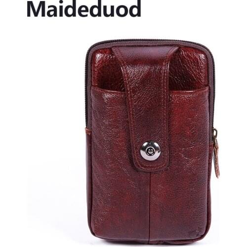 Maideduod Hot sale designers Genuine leather Waist Bags men Fanny Pack bags bum bag Belt Bag men Money Phone Handy Waist Purse
