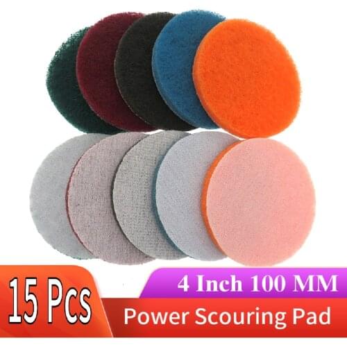 15 PCS 4 Inch125mm Multi-purpose Flocking Scouring Pad 240-800 Grit Industrial Heavy Duty Nylon Cloth for Polishing & Grinding