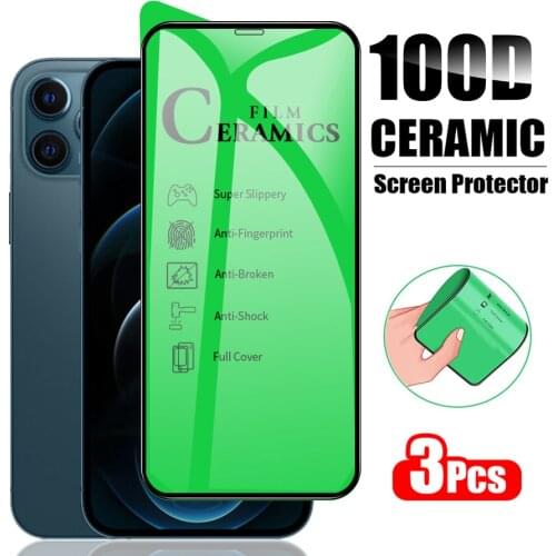 3Pcs Soft Ceramic Tempered Glass For iPhone 11 12 Pro XS Max Full Cover Screen Protector For iPhone X XR 8 7 6 Plus SE 2020 Film