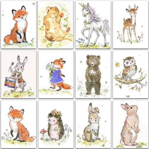 XUEQIXIAOZU Diamond Painting Kit Cartoon animal unicorn rabbit Lion fox Full Square&Round embroidery mosaic Cross home decor