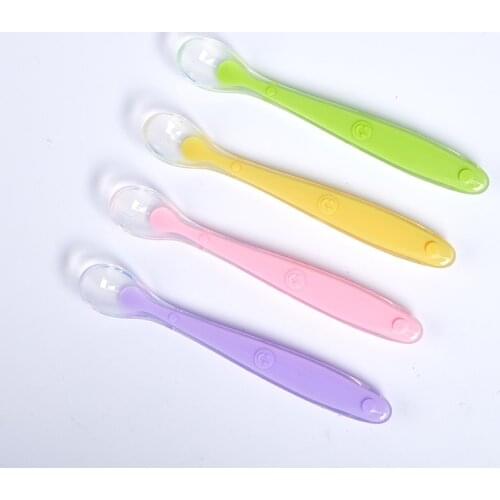 Non-Slip Baby Trainning Spoon Food Grade Silicone Cute Baby Feeding Tableware