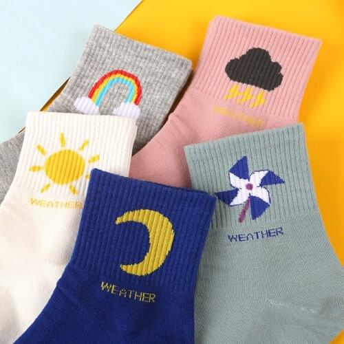 Summer new female cotton socks Harajuku weather cartoon tube socks female comfortable breathable sweat womens socks short