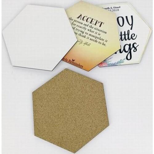 500pcs New Fashion Hexagon Shape Hot Transfer Printing Blank Cup Pads Customized Sublimation Coaster Mats