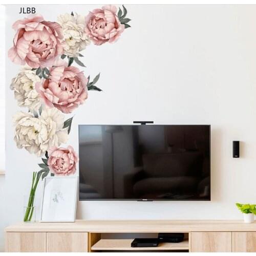 Peony Rose Flowers Wall Sticker Art Nursery Decals Kids Room background Home Decor Gift PVC High Quality Wall Stickers 40 *60cm