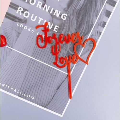 Valentines Day Gift Double Layer Dessert Decor Supplies Forever Love Cake Decoration Acrylic Cake Toppers