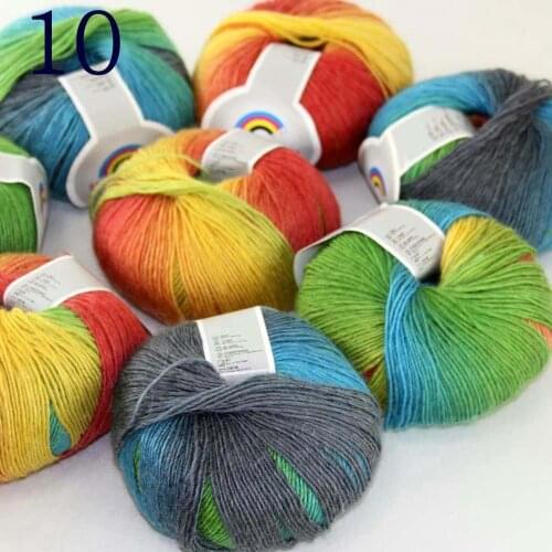 Sale Soft 8X50gr ballCashmere Wool Colorful Rainbow Wrap Shawl DIY Hand Knit Yarn Gray Blue Yellow Red 524-10-8