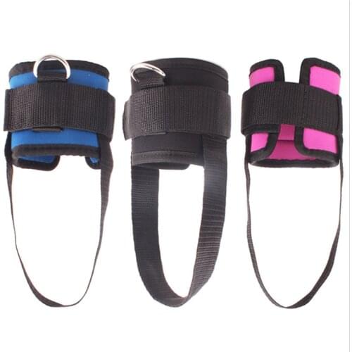 Adjustable 4 D-Ring Ankle Straps Pedal Rope Ankle Buckle Leg Training Fitness Gear Leg Pulley Weight Lifting