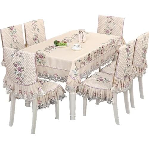 Luxury Europe Tablecloth Household Chair Pad Cover Floral Printed Tablecloth Set Wedding Table cloth Decor Dinner Table Cover W