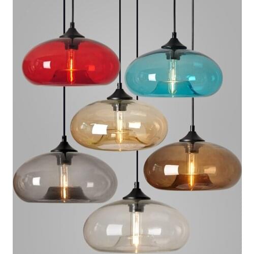 Modern LED Stained Glass Pendant Lights Restaurant Cafe Pendant Lamp Industrial Lighting Kitchen Lights Hanging Light Fixtures