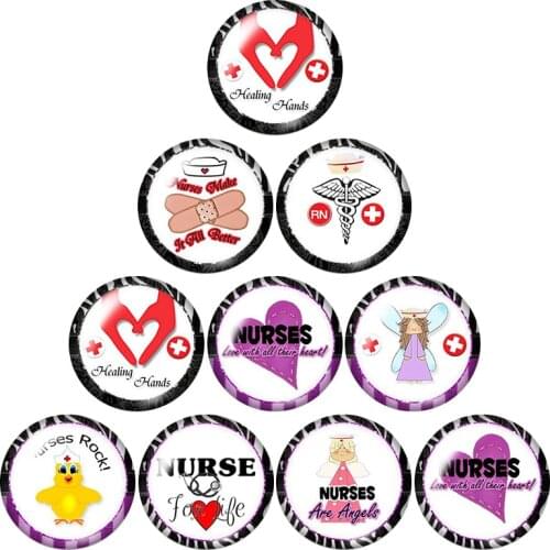 New Nurses are angels 10pcs mixed 12mm/16mm/18mm/25mm Round photo glass cabochon demo flat back Making findings