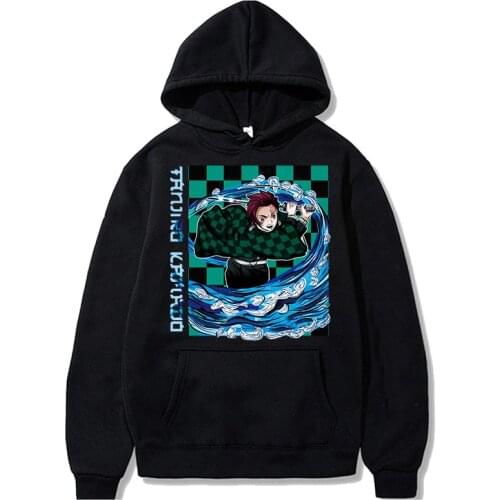 Kimetsu No Yaiba Hoodie Sweatshirt Men Tanjiro Rengoku Nezuko Hoodies Japan Pull Anime Black Casual Demon Slayer Sweatshirts