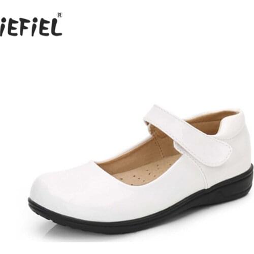 New Kids School Girls Glossy Faux PU Leather Student Shoes Soft Breathable Non-Slip Children Princess Wedding Party Dress Shoes