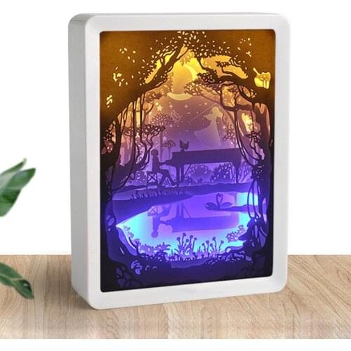 USB 3D Paper Carving LED Desk Lamp Night Light Frame Shadow For Home Office Wedding Decorate Birthday Favor Gift
