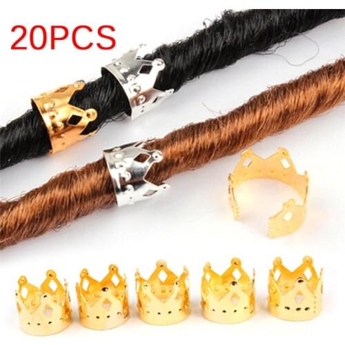 Gold,Silver Metal Hair Braid Crown Hollow Out Design Adjustable Hair Cuffs Clips Ring Tube Silver Gold Hair Jewelry 20pcs