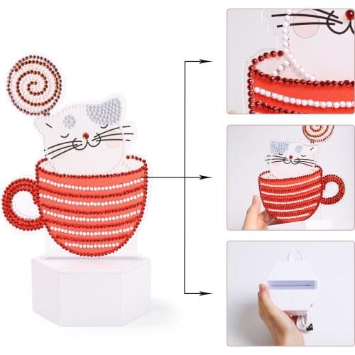 ZOOYA DIY Diamond Painting Led Light Lamp Special Shaped CartoonCat Diamond Mosaic Cross Stitch Embroidery Diamond Art Home Gift