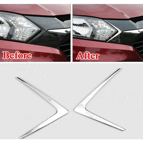 1Pair Chrome Car Fromt Headlight Head Lamp Trim Cover Molding For Honda HR-V HRV Vezel 2016-2018 Auto Accessories Styling