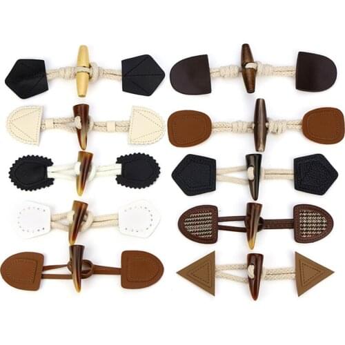 1 Pair Leather Resin Horn Toggle Closure Coat Jacket Duffle Clip Pin Holder Sewing Fasteners Cardigan Wrap Shawl Accessories