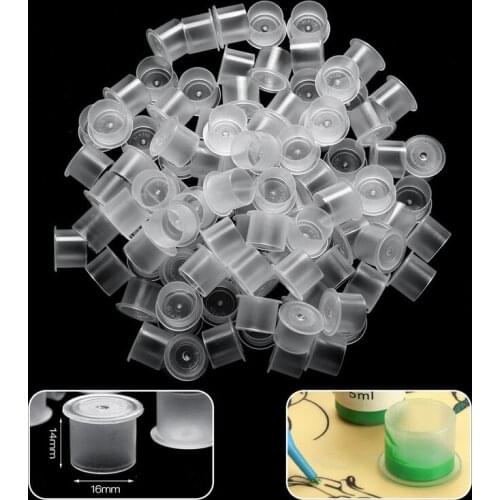 100pcs S/M/L Plastic Disposable Microblading Tattoo Ink Cups Permanent Makeup Pigment Clear Holder Container Cap