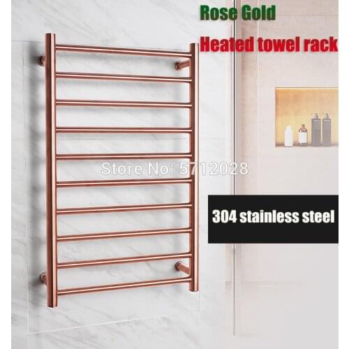 Fast shipping Luxurious Rose gold heated towel rack 304 stainless steel towel warmer wall mount towel warmer rack for bathroom